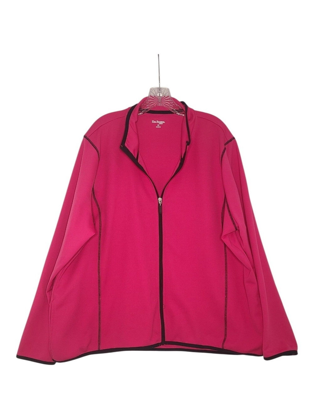 Kim Rogers Curvy Pink Full Zip Jacket Coat Trim Size 3X Plus Size Athleisure